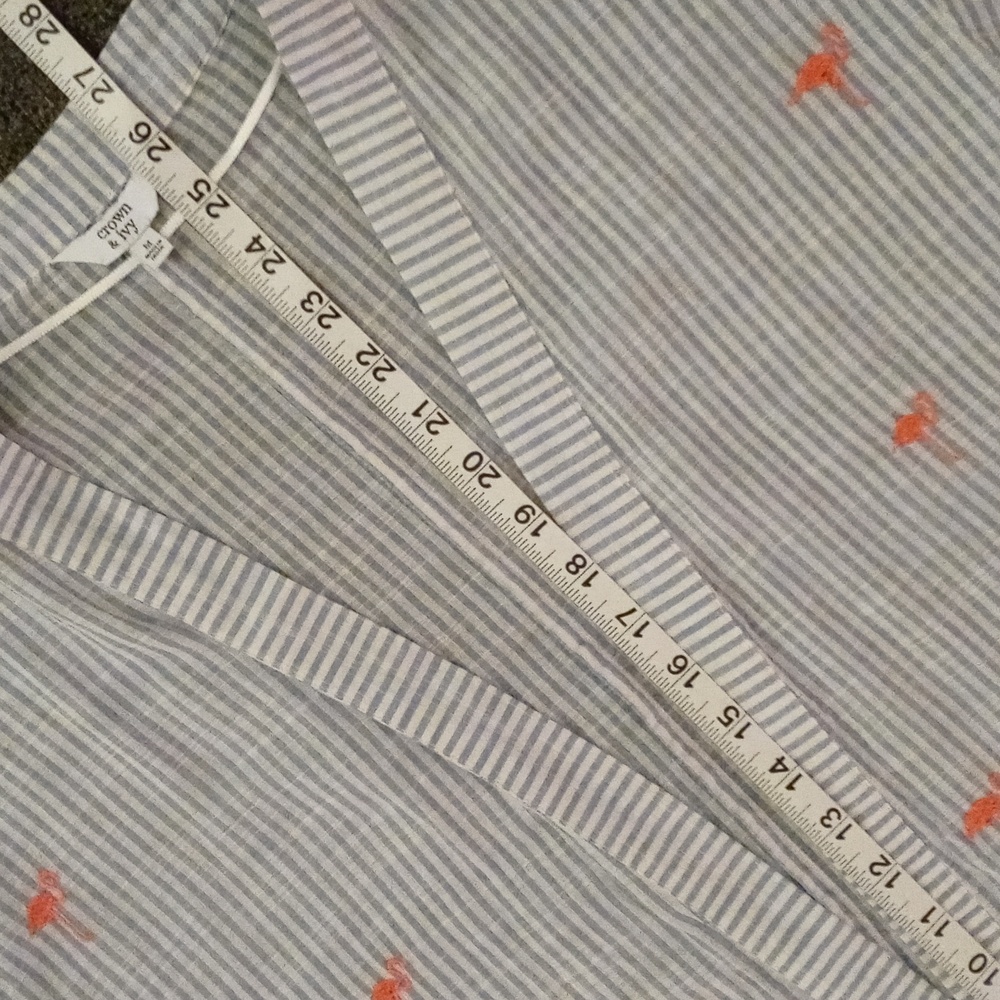 🦩Crown & Ivy🦩 - Blue/White Stripe Embroidered Flamingo Kimono Style Top - Picture 14 of 14
